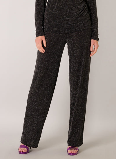 Yest - Evanna sparilegar glitter buxur með víðu sniði - 84 cm