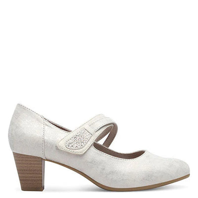 Jana - Gylltir hælaskór með bandi yfir rist