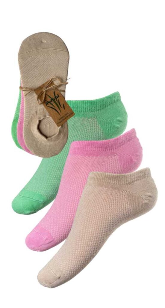 Festival bambus ökklasokkar 3 pör í pakka