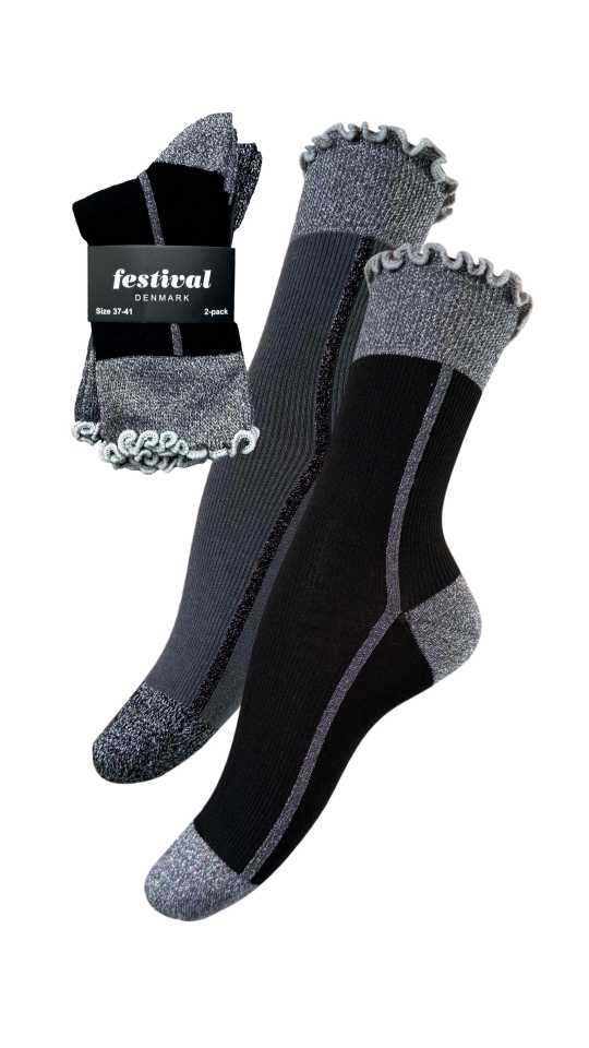 Festival bambus viscose sokkar með lurex 2 pör í pakka