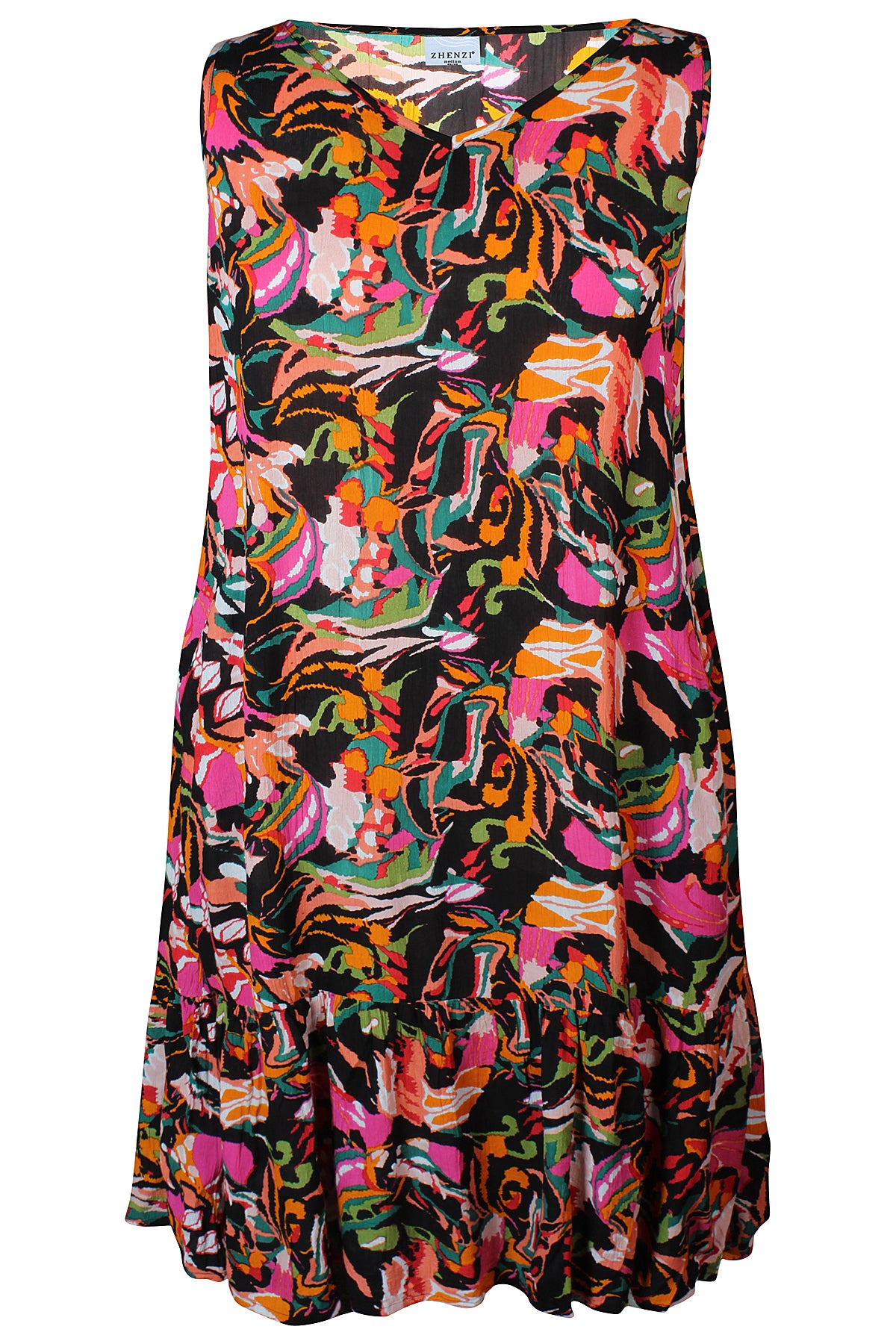 Zhenzi - Gody síður ermalauskjóll með mynstri