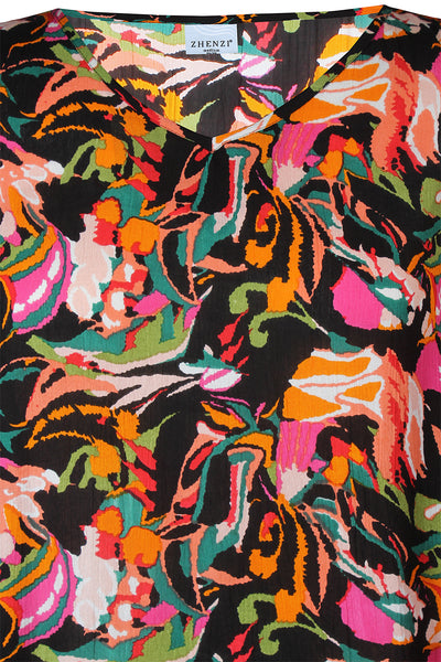 Zhenzi - Gody síður ermalauskjóll með mynstri