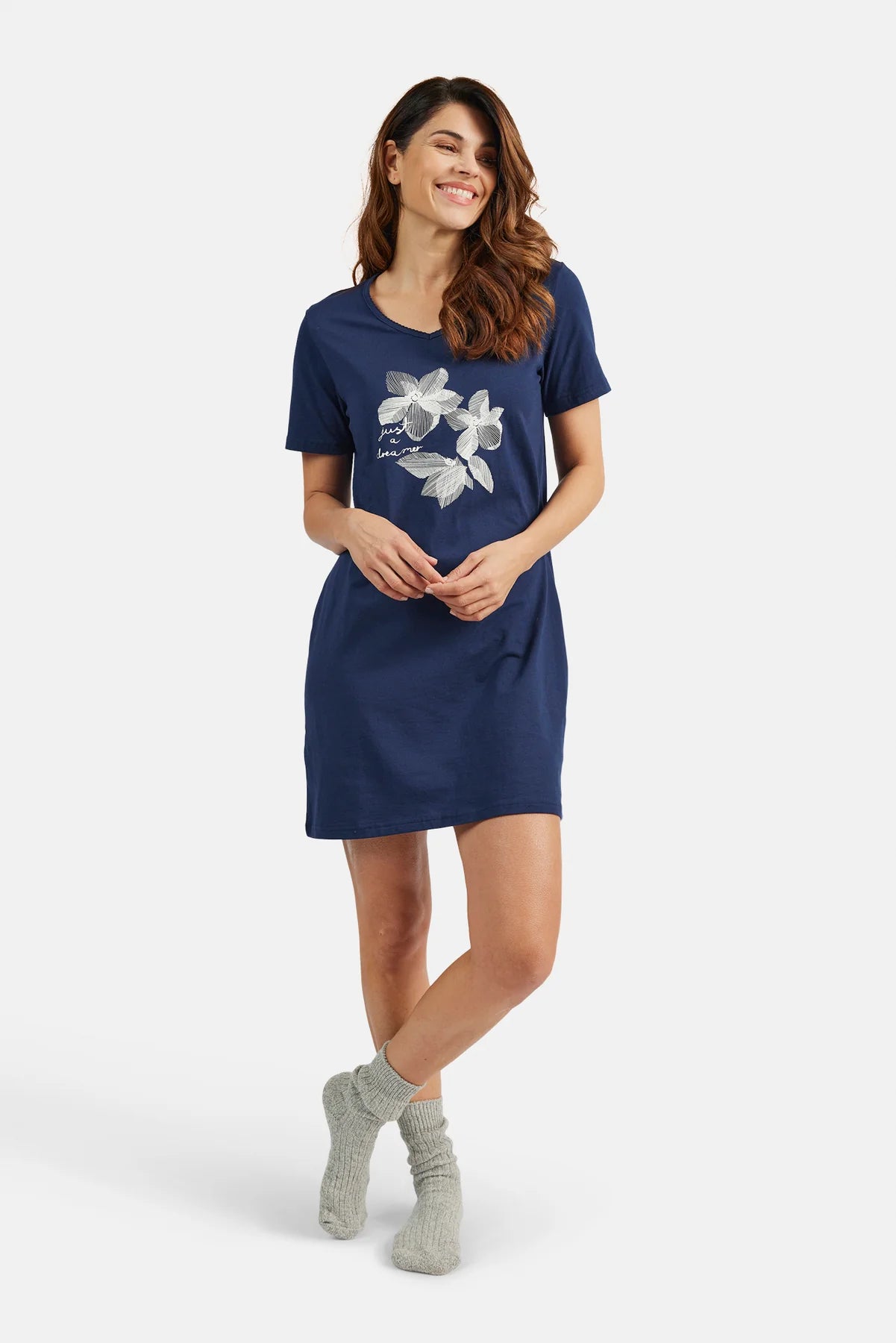 Brandtex - Lauryn náttkjóll með blómum