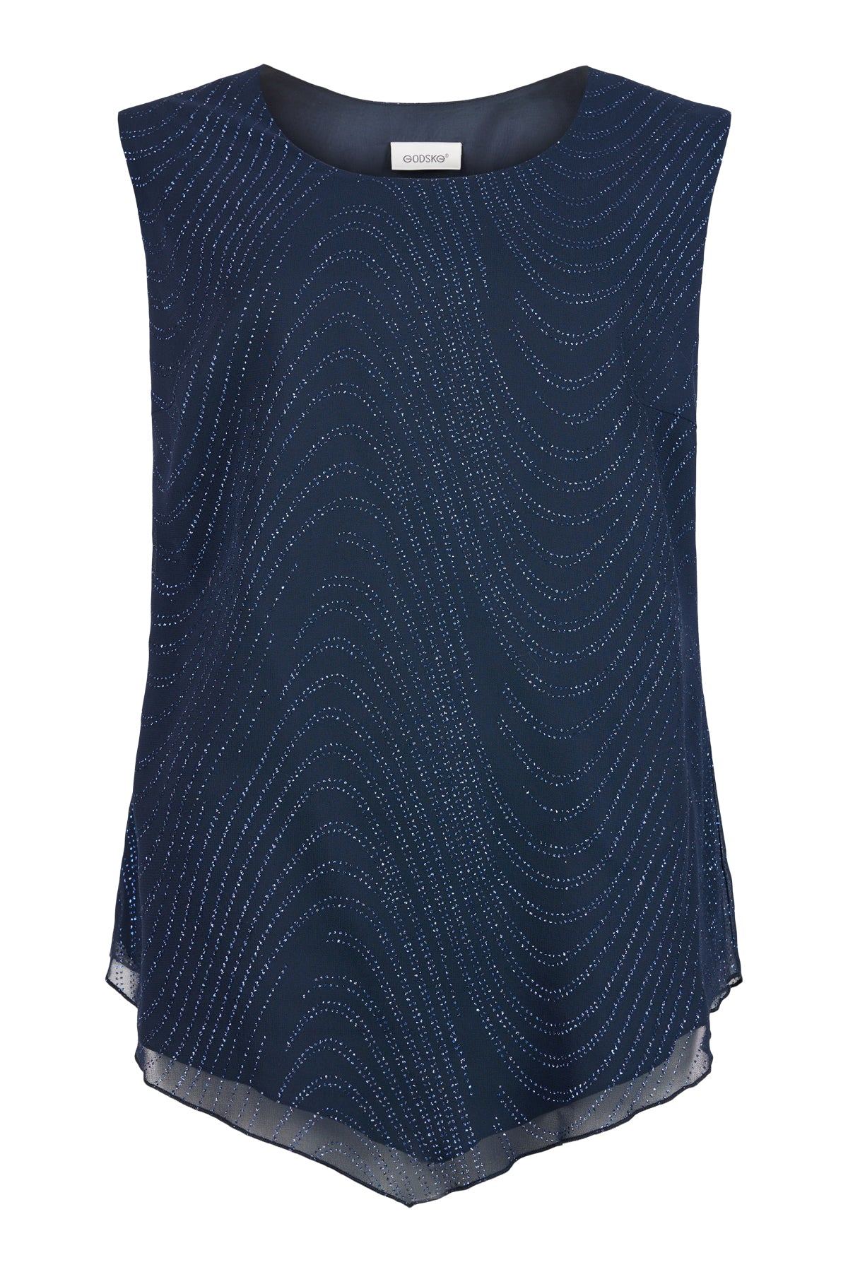 Godske -  Teigen ermalaus blússa með glitter