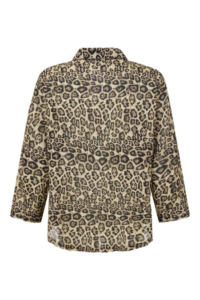 Bassini - Justine plíseruð skyrta með hlébarðamynstri