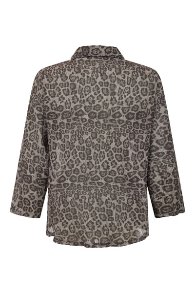 Bassini - Justine plíseruð skyrta með hlébarðamynstri