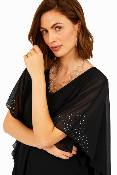 Godske - Hannah shiffon kjóll með skrautsteinum