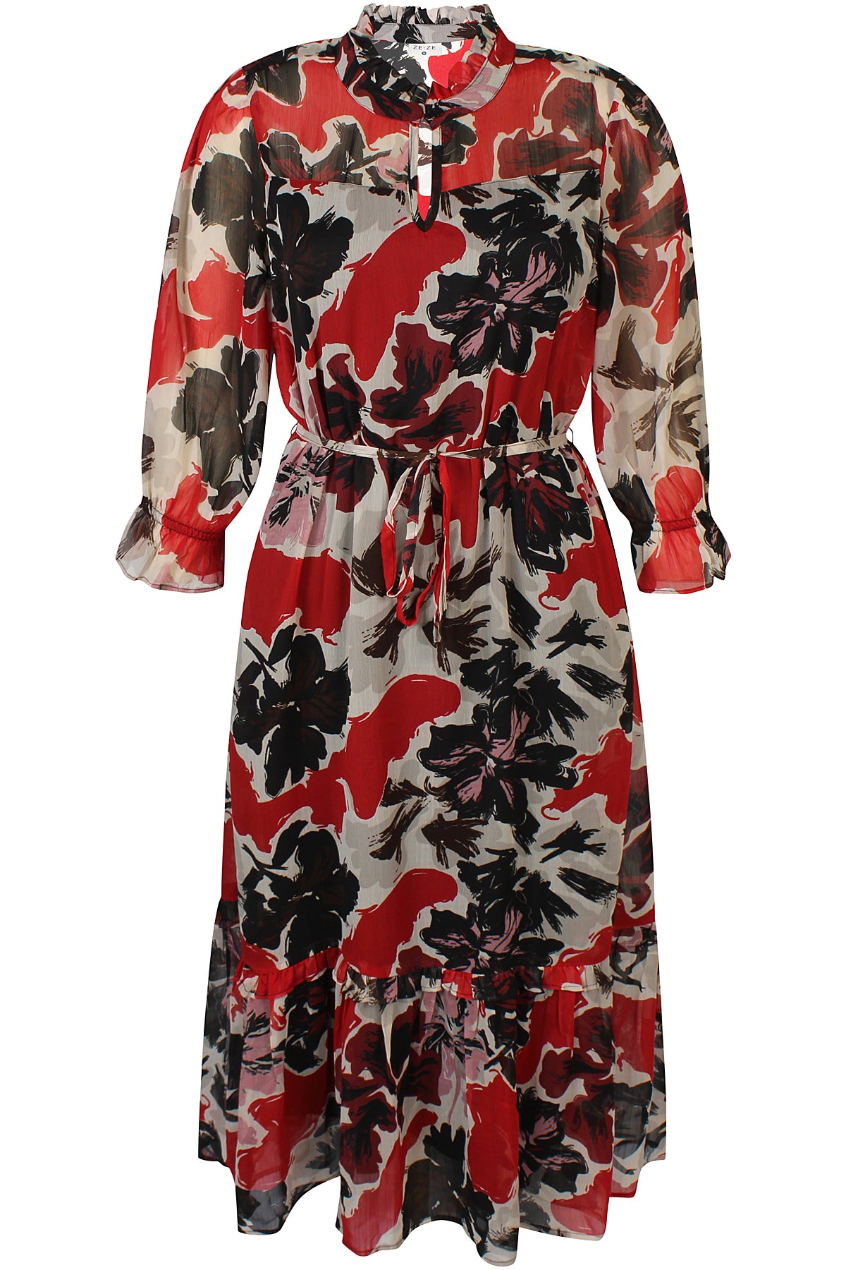 Ze-Ze -  Clio shiffonkjóll með pífu