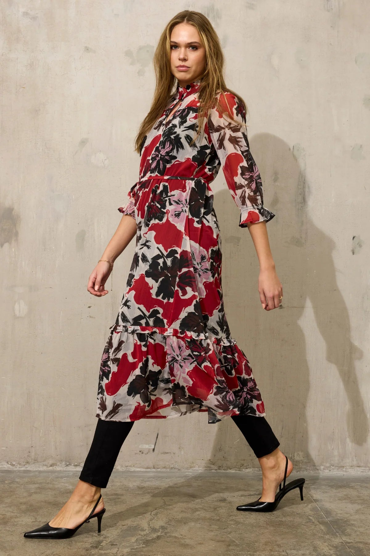 Ze-Ze -  Clio shiffonkjóll með pífu