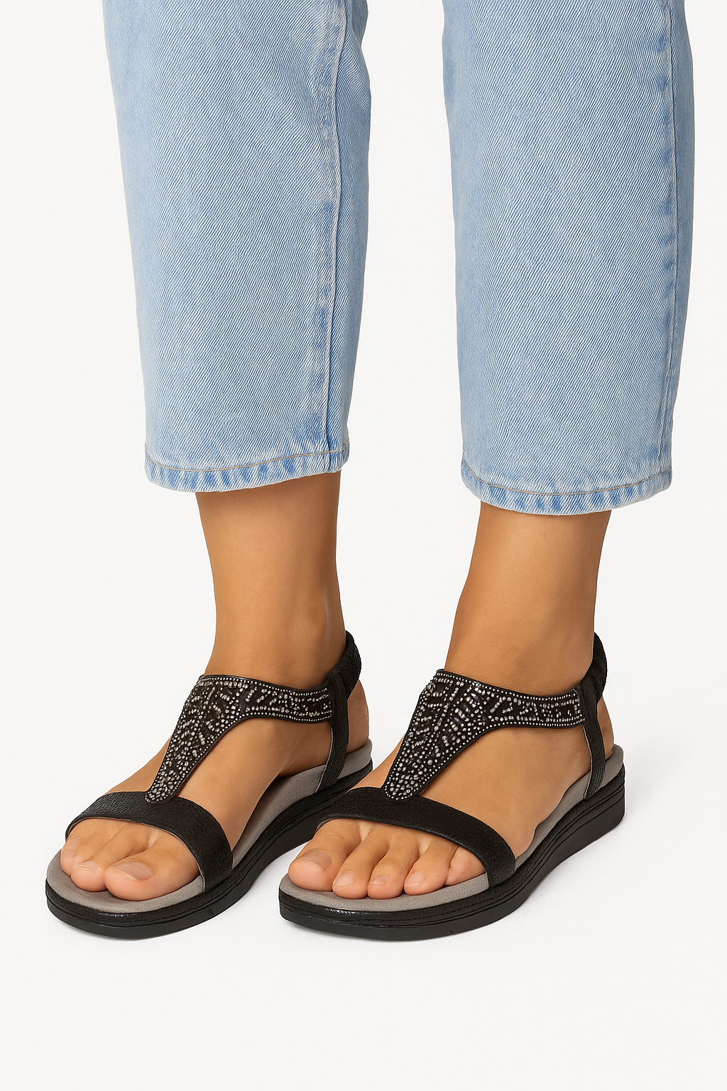 Tamaris - leður sandalar með bling