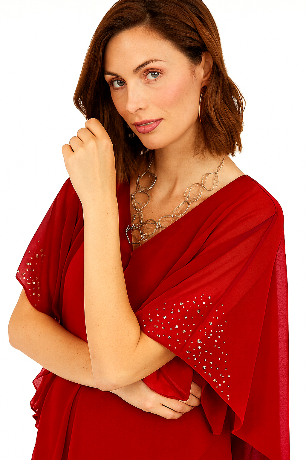 Godske - Hannah shiffon kjóll með skrautsteinum