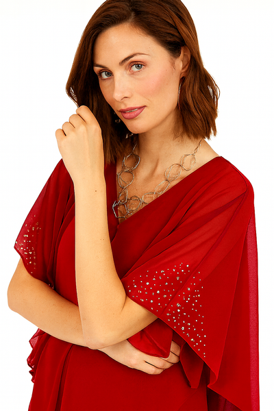 Godske - Hannah shiffon kjóll með skrautsteinum