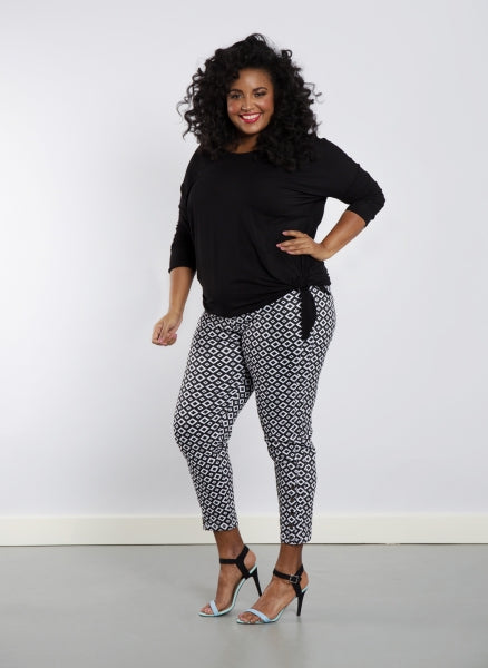 X-TWO - Daniella mynstraðar gallabuxur með smellum á skálmum