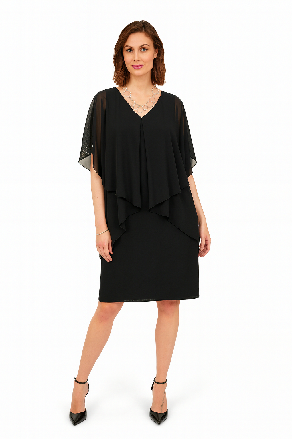 Godske - Hannah shiffon kjóll með skrautsteinum