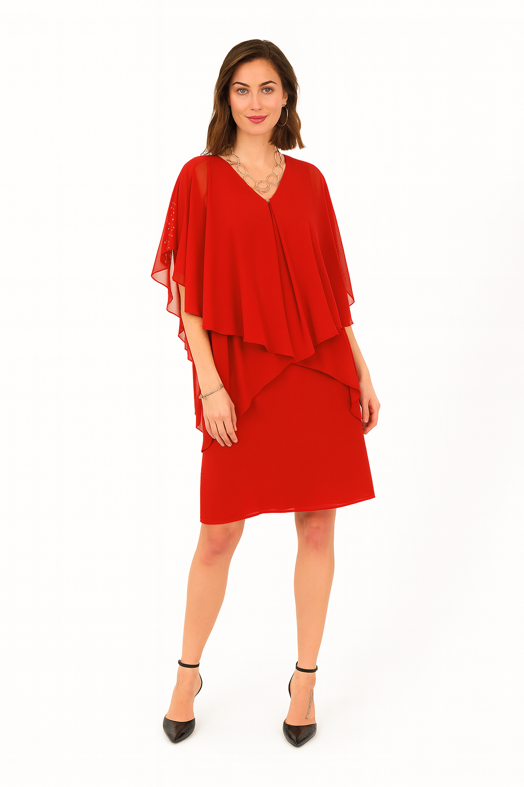 Godske - Hannah shiffon kjóll með skrautsteinum