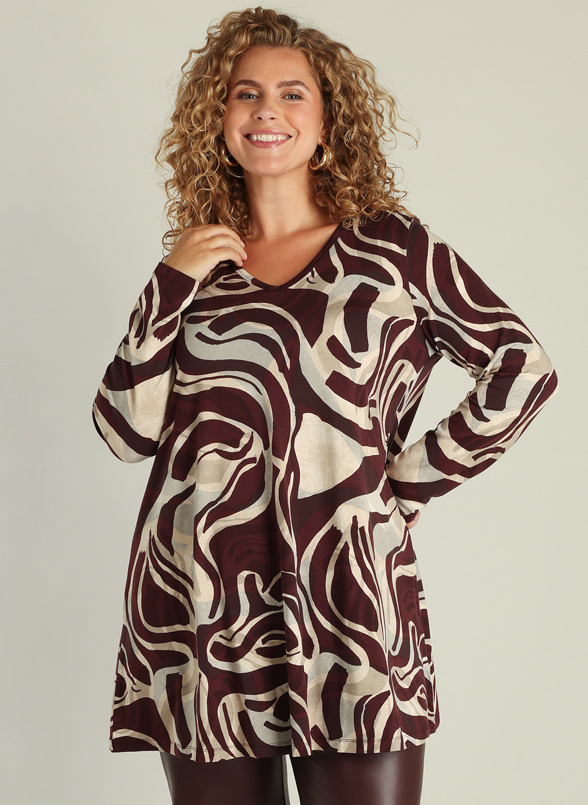 Yest Curve - Ankaria Essential tunika - Vínrautt mynstur