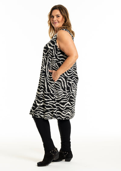 Gozzip - Karrie mynstraður hlýrakjóll