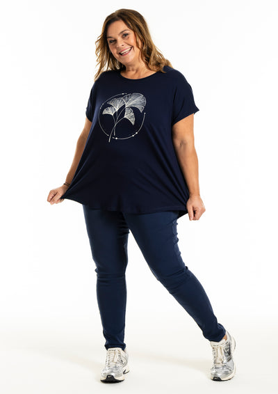 Gozzip - Gitte stuttermabolur með hvítum blómum