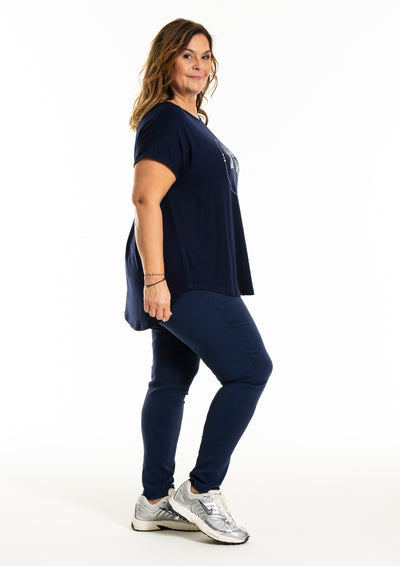 Gozzip - Gitte stuttermabolur með hvítum blómum