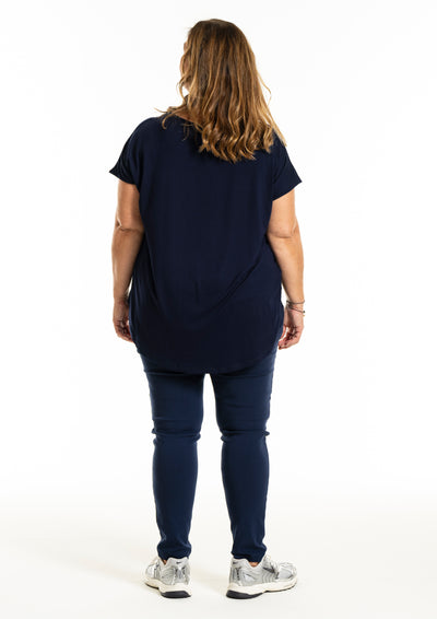 Gozzip - Gitte stuttermabolur með hvítum blómum