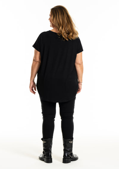 Gozzip - Gitte stuttermabolur með hvítum blómum