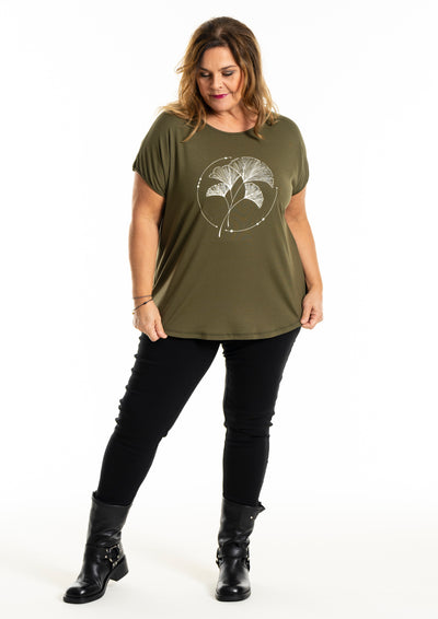 Gozzip - Gitte stuttermabolur með hvítum blómum