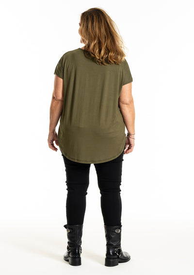 Gozzip - Gitte stuttermabolur með hvítum blómum