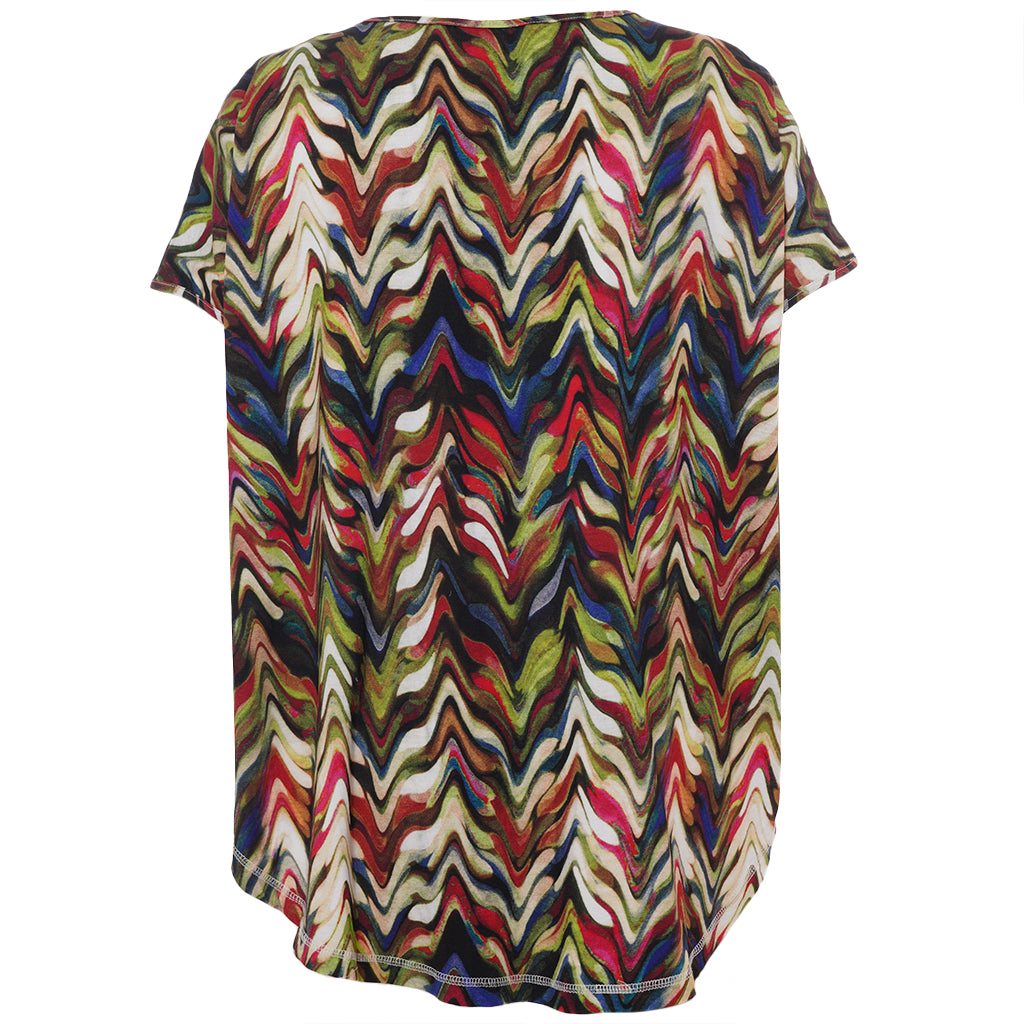 Gozzip - Gitte stuttermabolur með litríku bylgjumynstri