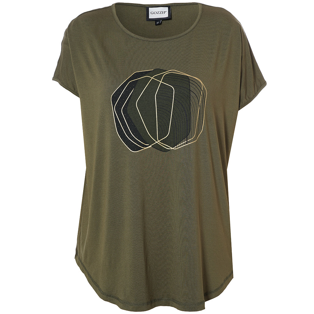 Gozzip - Gitte stuttermabolur með mynd að framan