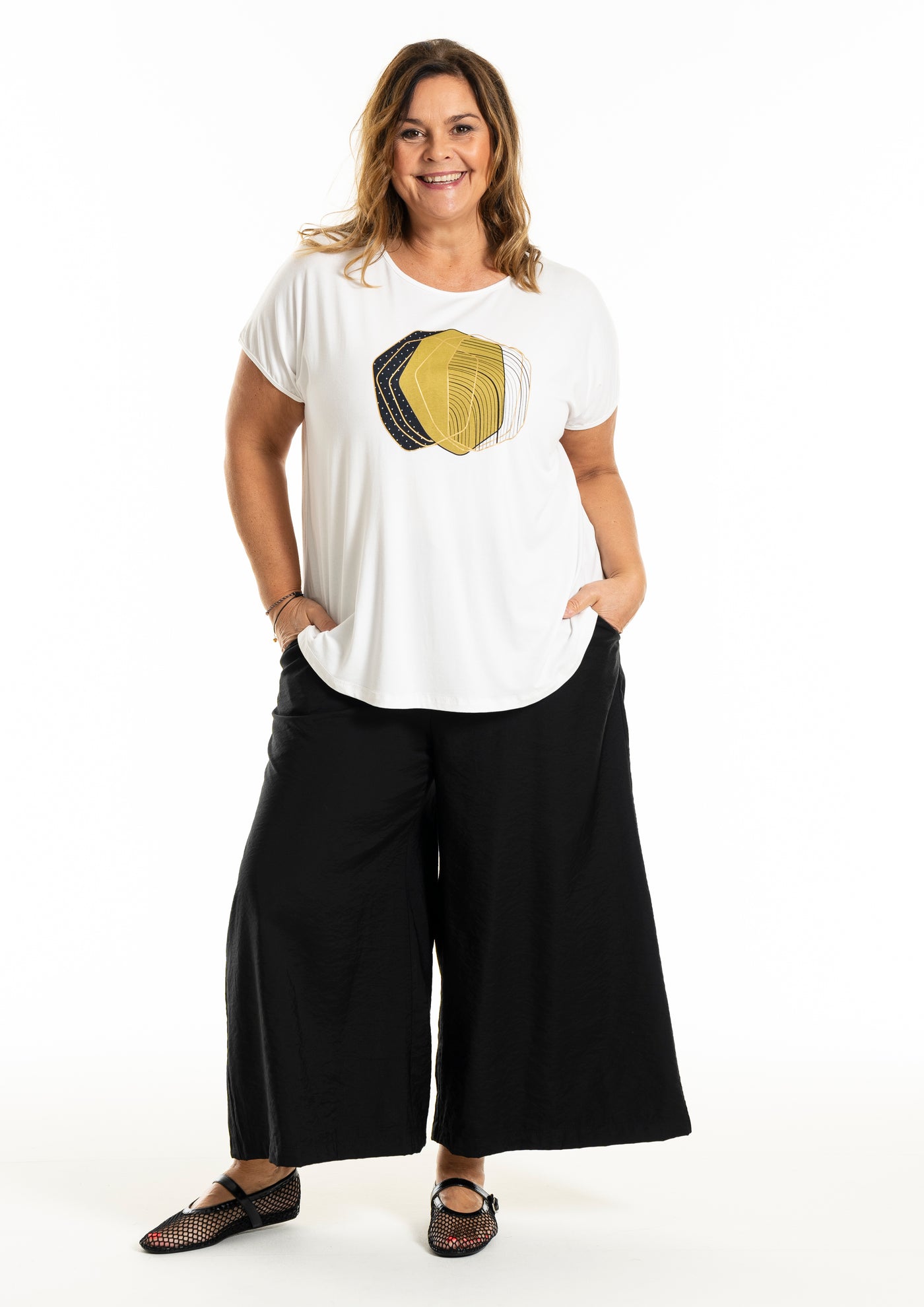 Gozzip - Gitte stuttermabolur með mynd að framan