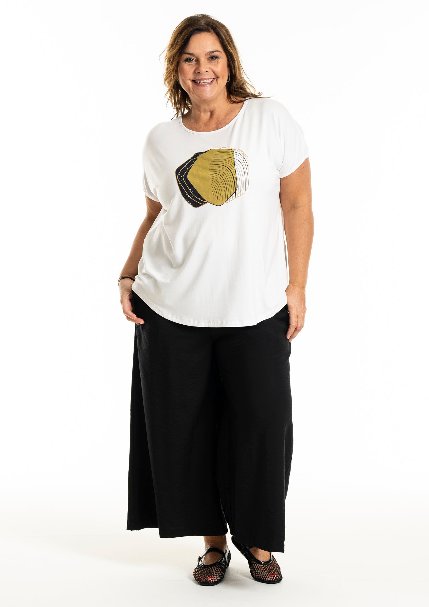 Gozzip - Gitte stuttermabolur með mynd að framan