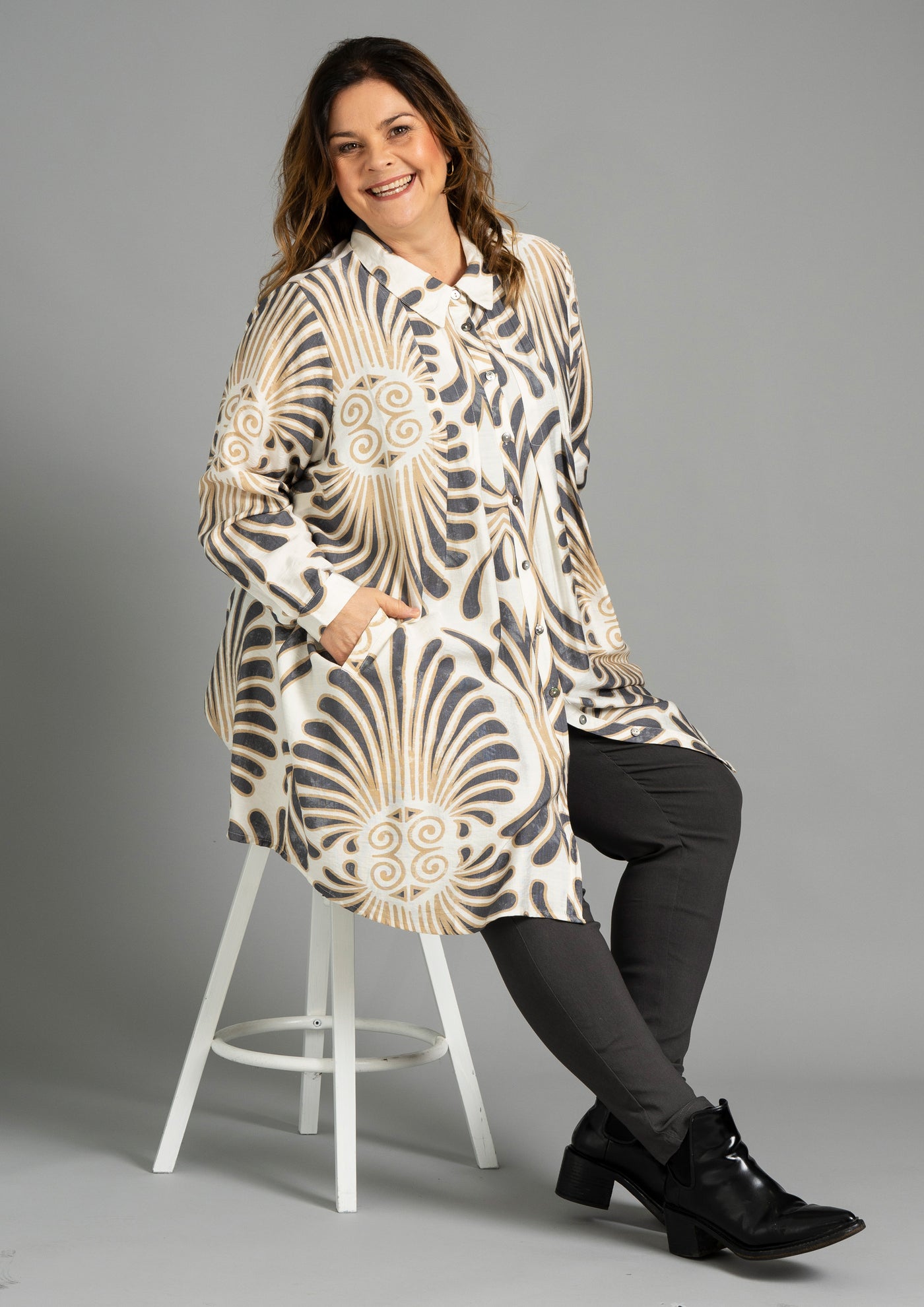 Gozzip - Birla mynstruð tunika