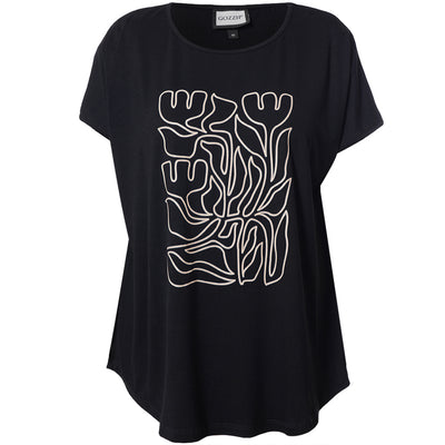 Gozzip - Gitte stuttermabolur með abstrakt blómamynstri