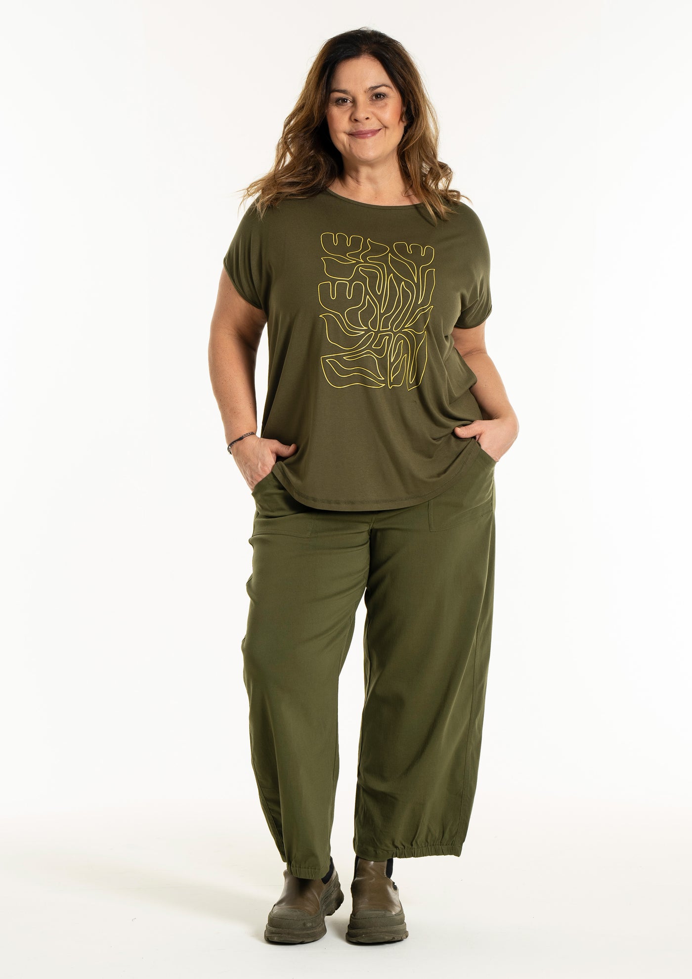 Gozzip - Gitte stuttermabolur með abstrakt blómamynstri