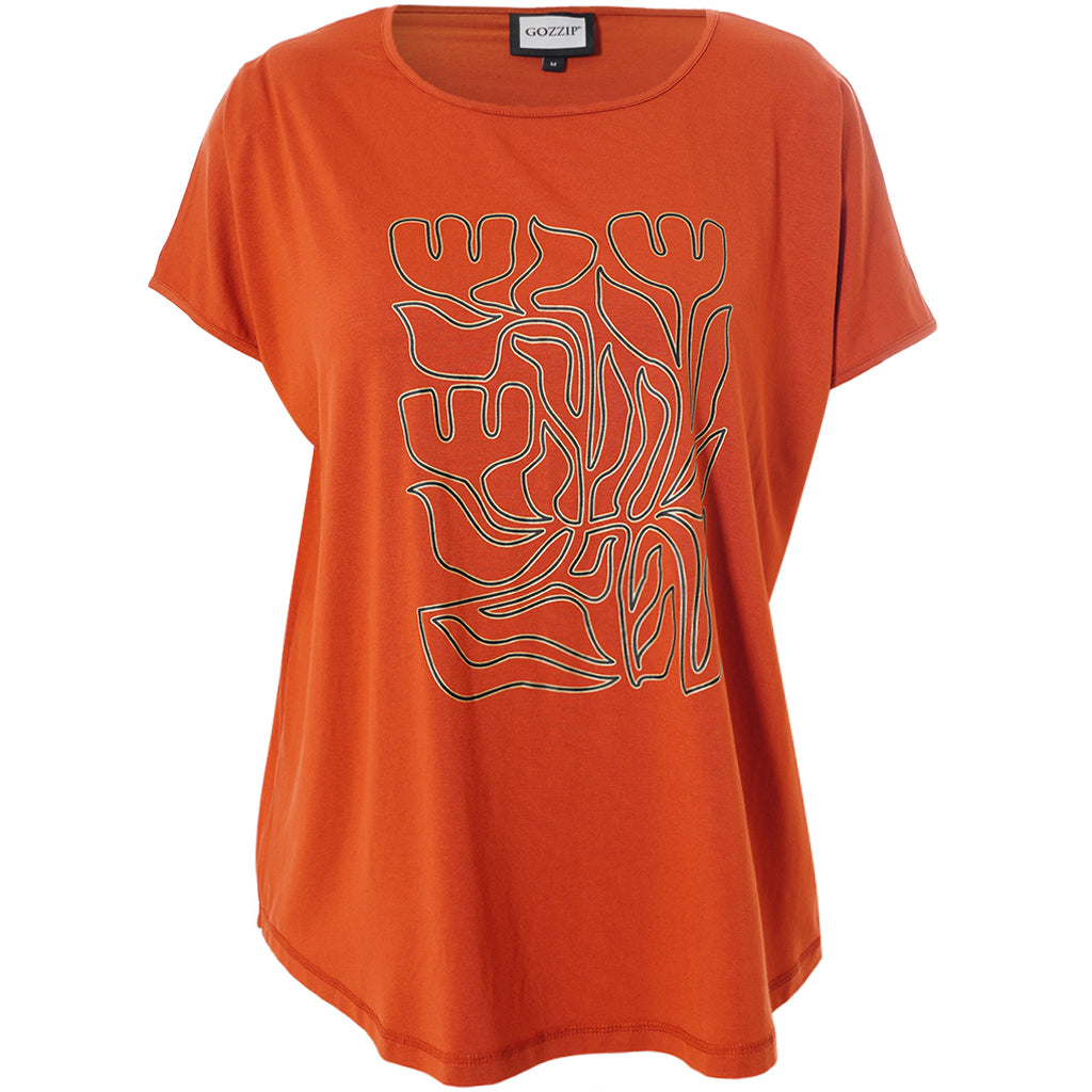 Gozzip - Gitte stuttermabolur með abstrakt blómamynstri