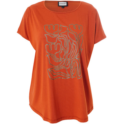 Gozzip - Gitte stuttermabolur með abstrakt blómamynstri