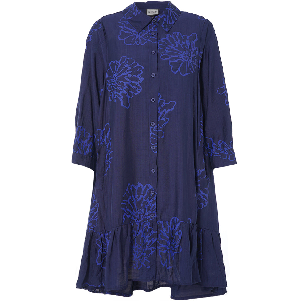 Gozzip - Edith skyrtukjóll með blómamynstri