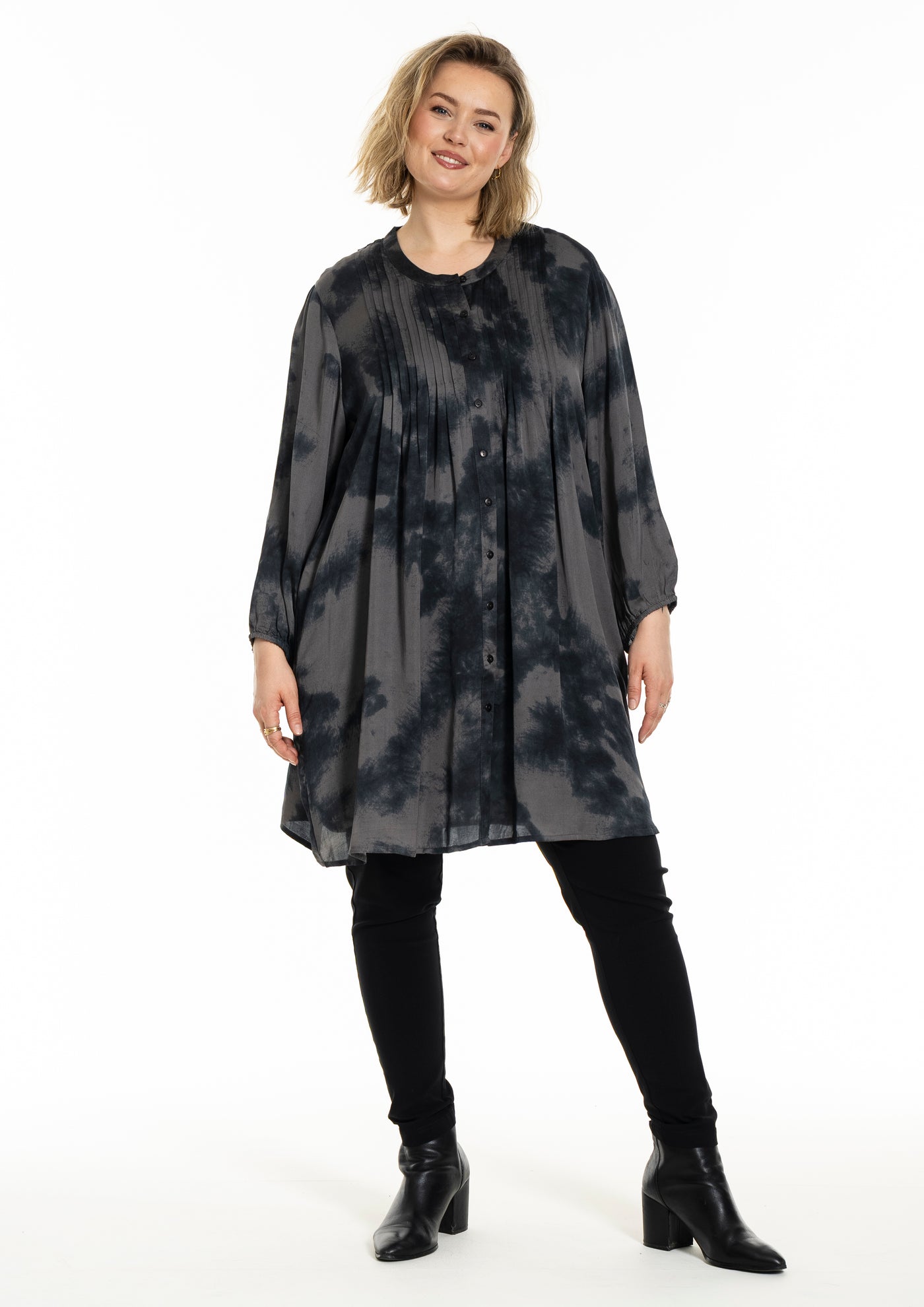 Gozzip - Johanne skyrtukjóll - grátt mynstur