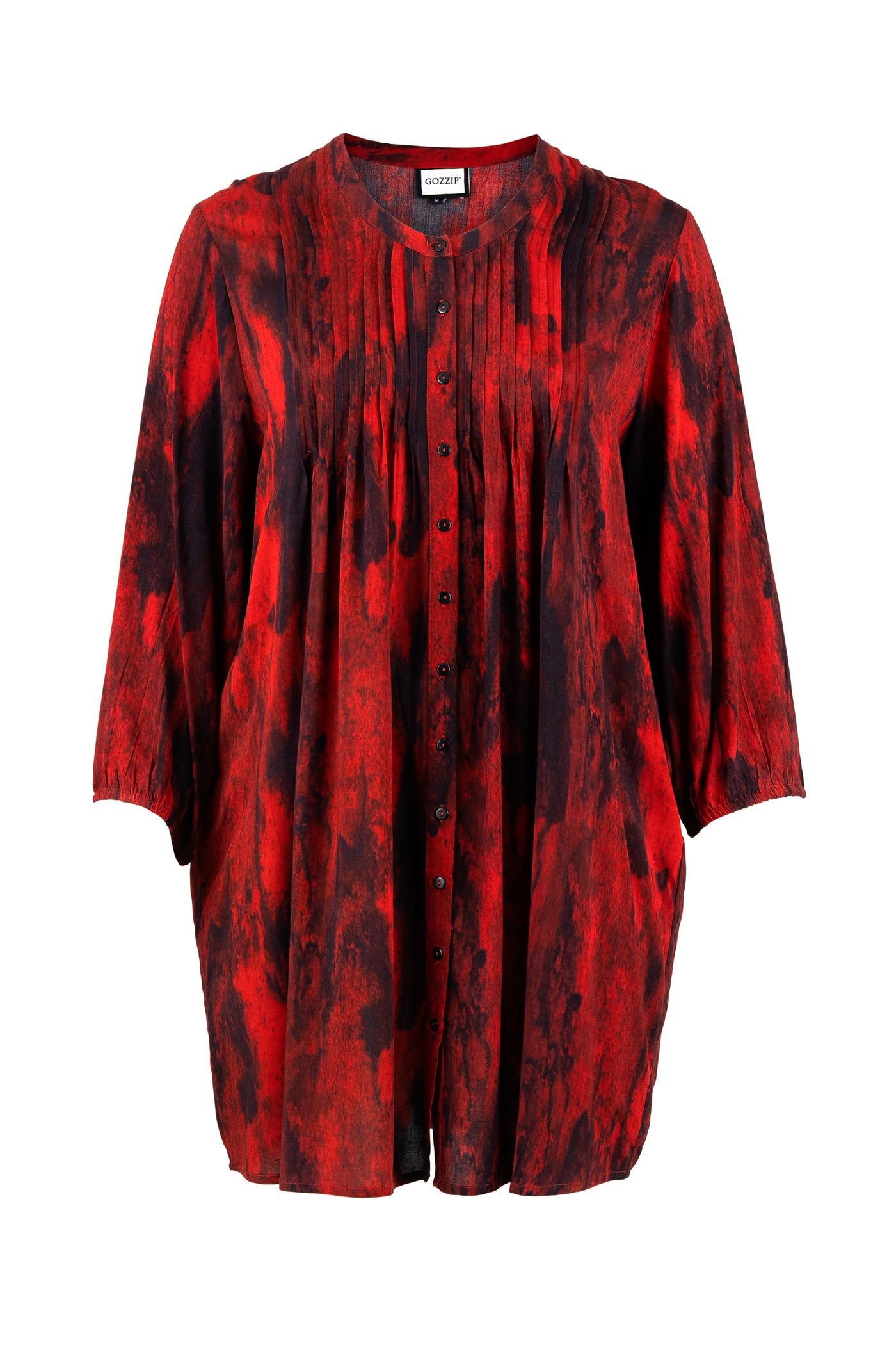 Gozzip - Johanne skyrtukjóll - svart/rautt mynstur