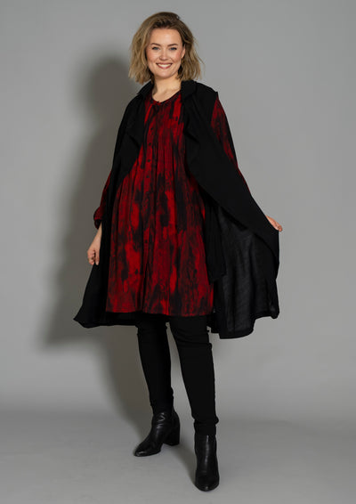 Gozzip - Johanne skyrtukjóll - svart/rautt mynstur