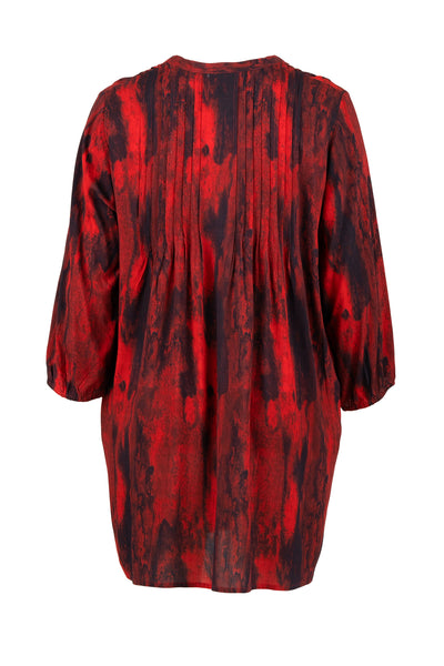 Gozzip - Johanne skyrtukjóll - svart/rautt mynstur