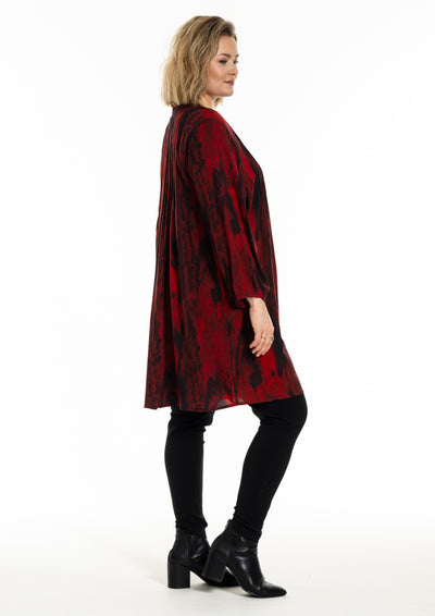 Gozzip - Johanne skyrtukjóll - svart/rautt mynstur