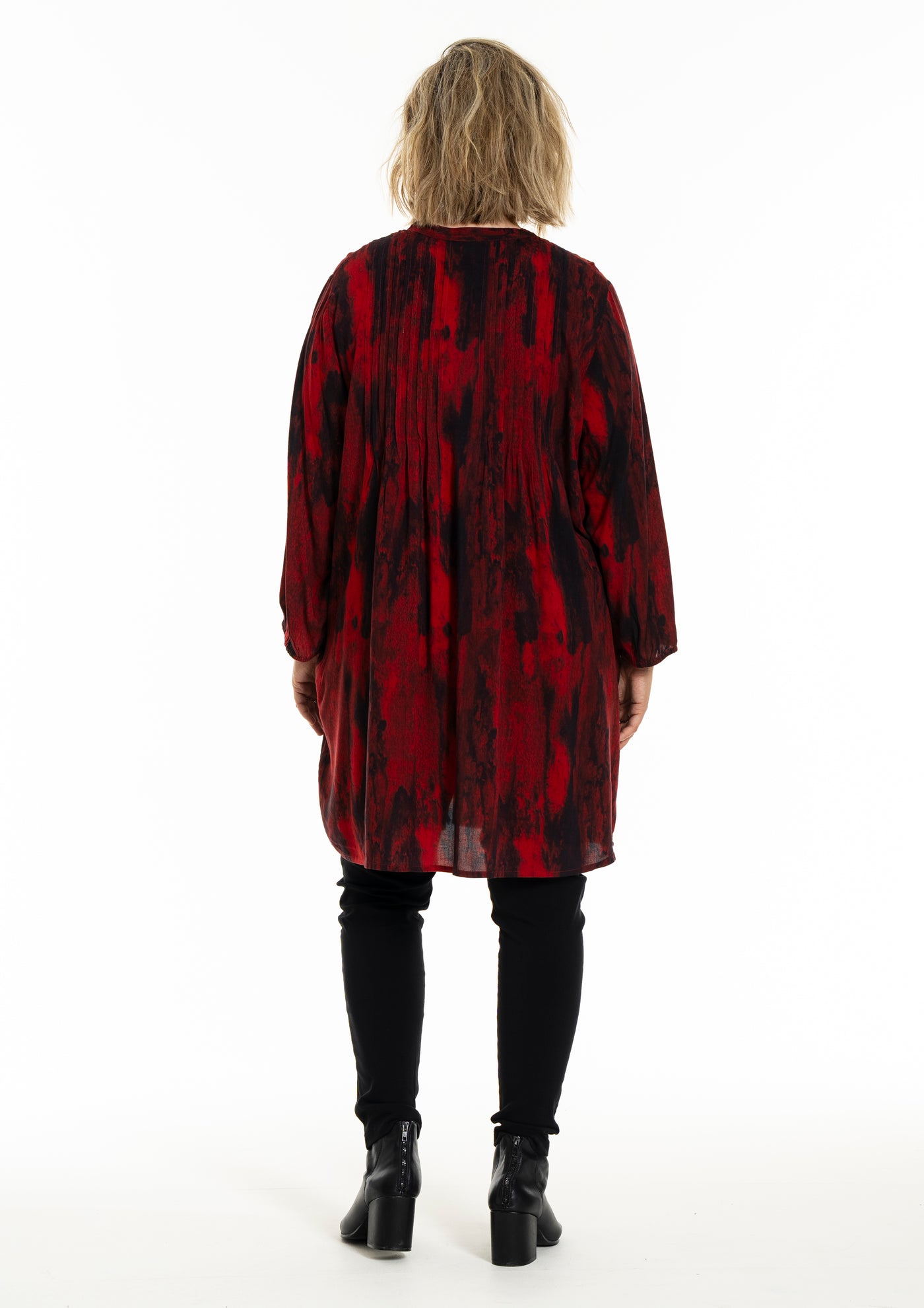 Gozzip - Johanne skyrtukjóll - svart/rautt mynstur