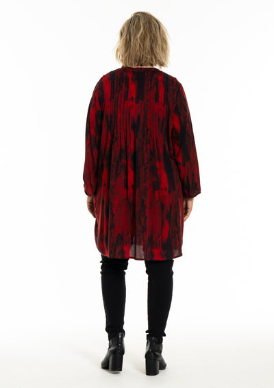 Gozzip - Johanne skyrtukjóll - svart/rautt mynstur