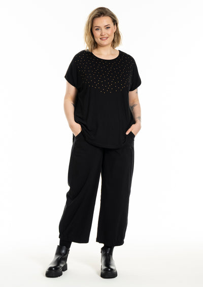 Gozzip - Gitte stuttermabolur með gylltum doppum