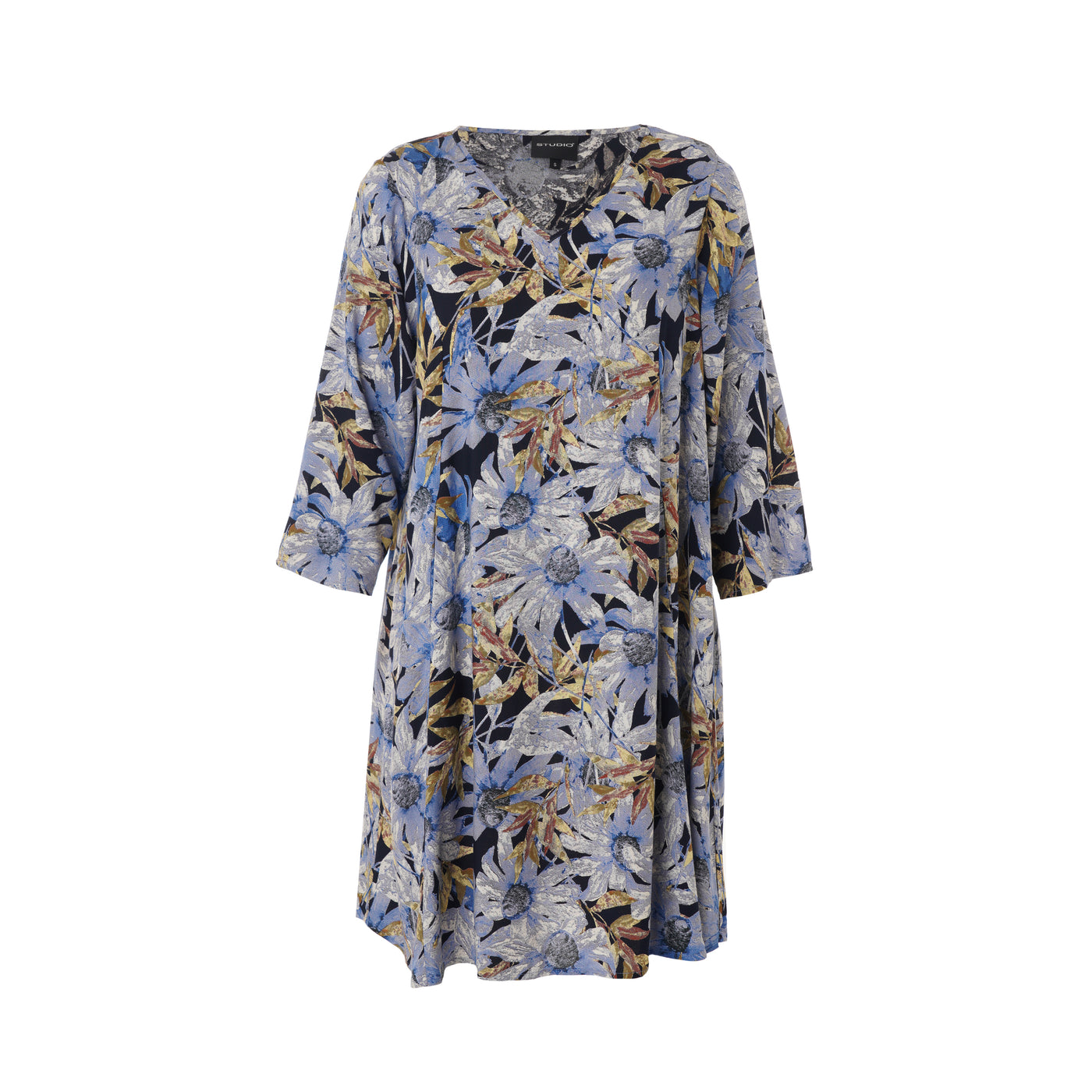 Studio - Birgitte kjóll með bláu blómamynstri