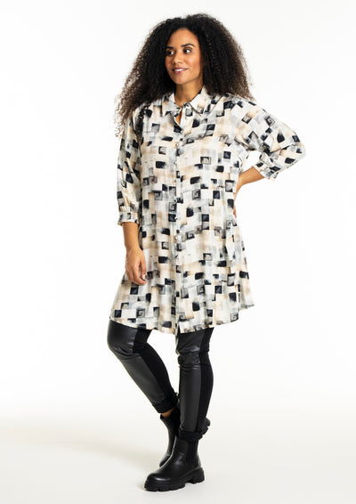 Studio - Emilie síð skyrta með mynstri