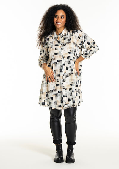 Studio - Emilie síð skyrta með mynstri