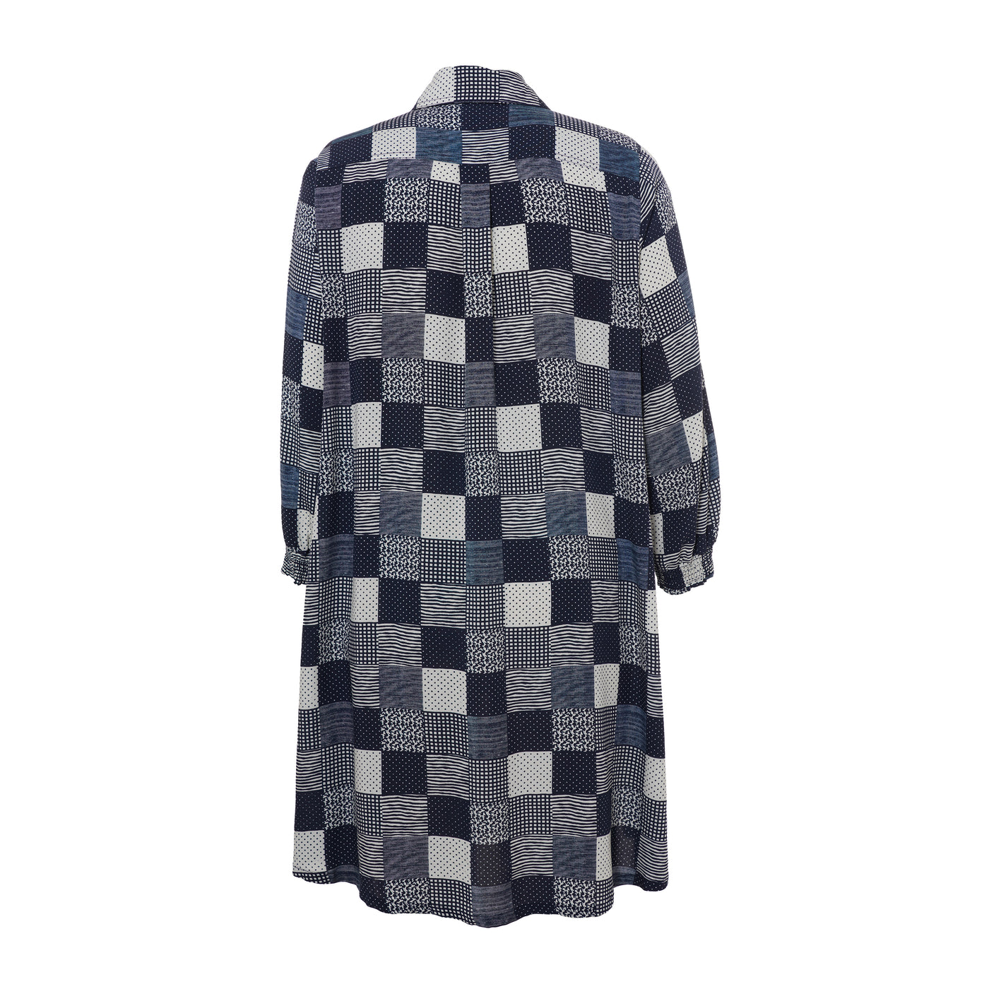 Studio - Emilie síð skyrta með dökkbláu mynstri