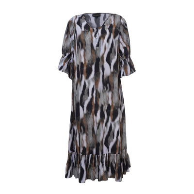 Studio - Gena mynstraður kjóll með pífu